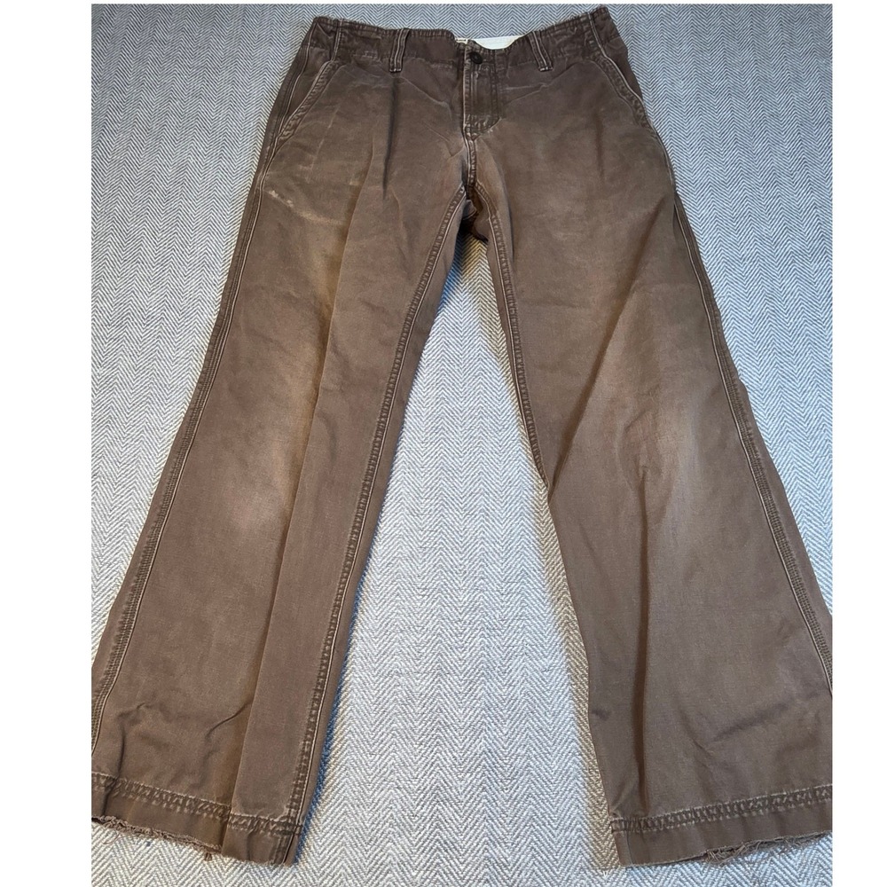 Gap Industrial Standard Loose Boot Fit Khakis Brown Distressed 30x30 Mens Pants